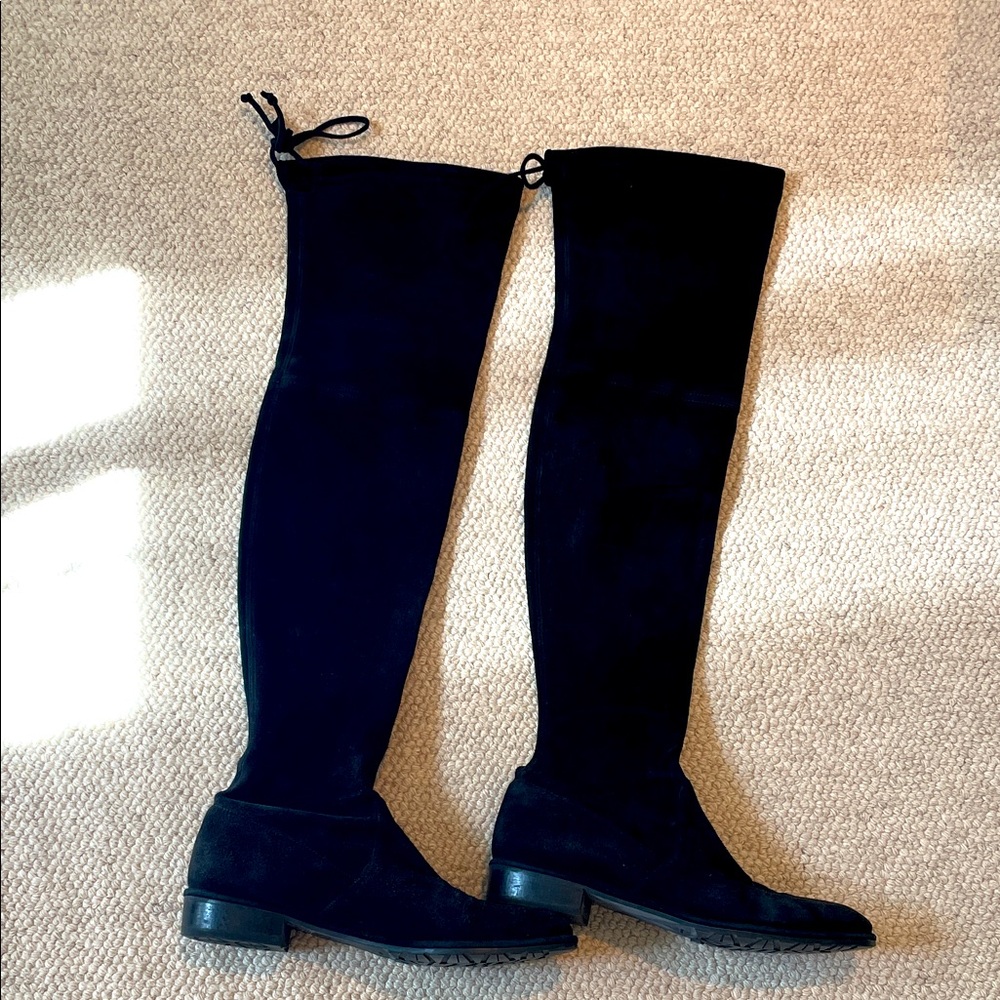 Stuart Weitzman Black Suede Over-the-Knee Boots, Size 7 M